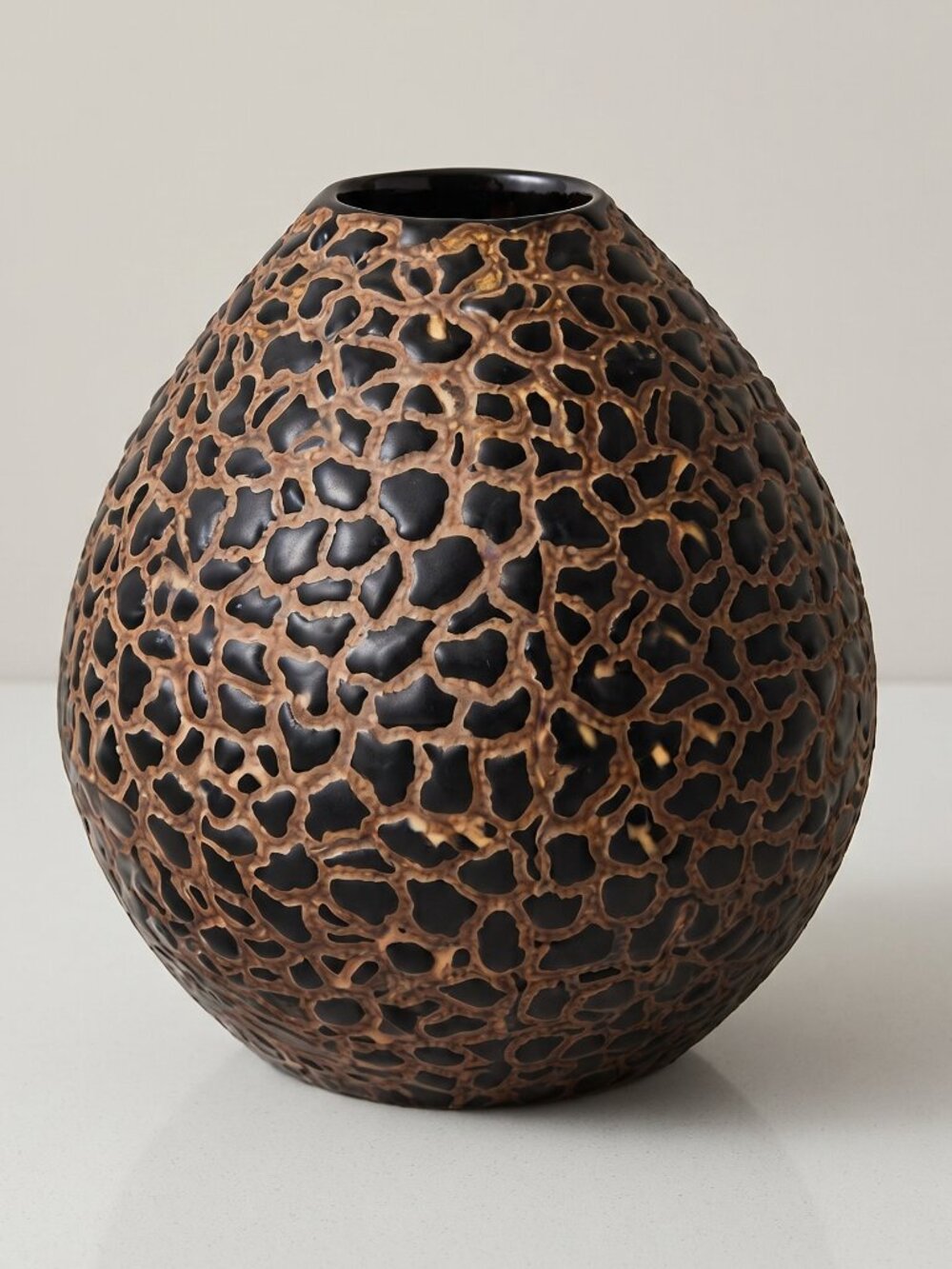 Vintage Keramik 1950s Zsolnay Attributed Mosaic Reptile Glaze Ceramic Vase 4.75”